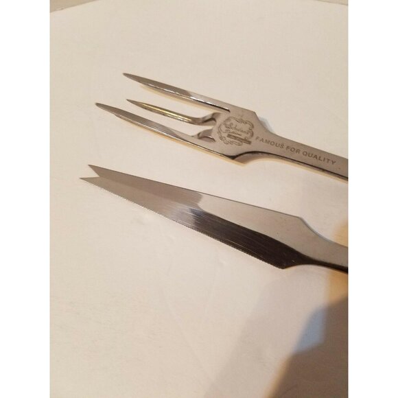 Vintage Warco Schwans Set of 2 Carving Knife Meat Fork Stainless Steel - Picture 4 of 8